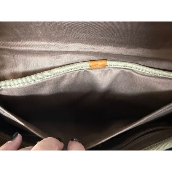 Fossil Tan Canvas Messenger Bag Purse Handbag Crossbody - Picture 8 of 9